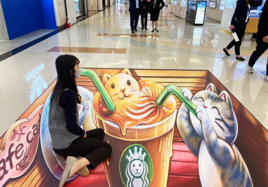 百貨商場中和Global Mall 3D貓咪藝術畫