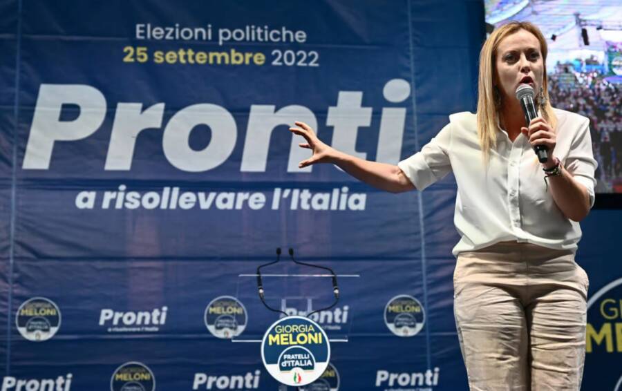 領導右派「義大利兄弟黨」（Brothers of Italy party）的黨魁梅洛尼（Giorgia Meloni）