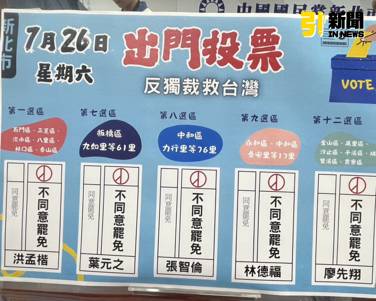 圖／新北市議會國民黨團今日召開記者會，呼籲市民726踴躍出門投「不同意票」。（記者陳志仁攝，2025.07.21）