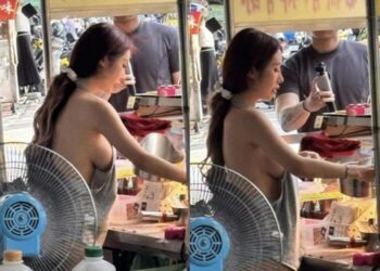內湖737現場直擊！排骨酥攤闆娘「僅穿圍裙」露半胸惹熱議