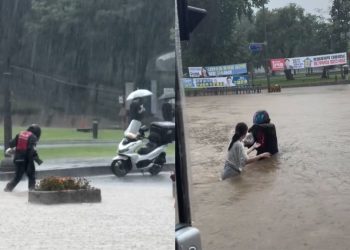 暴雨成災畫面曝光！外送員水淹至腰「仍取餐」　引800萬人觀看