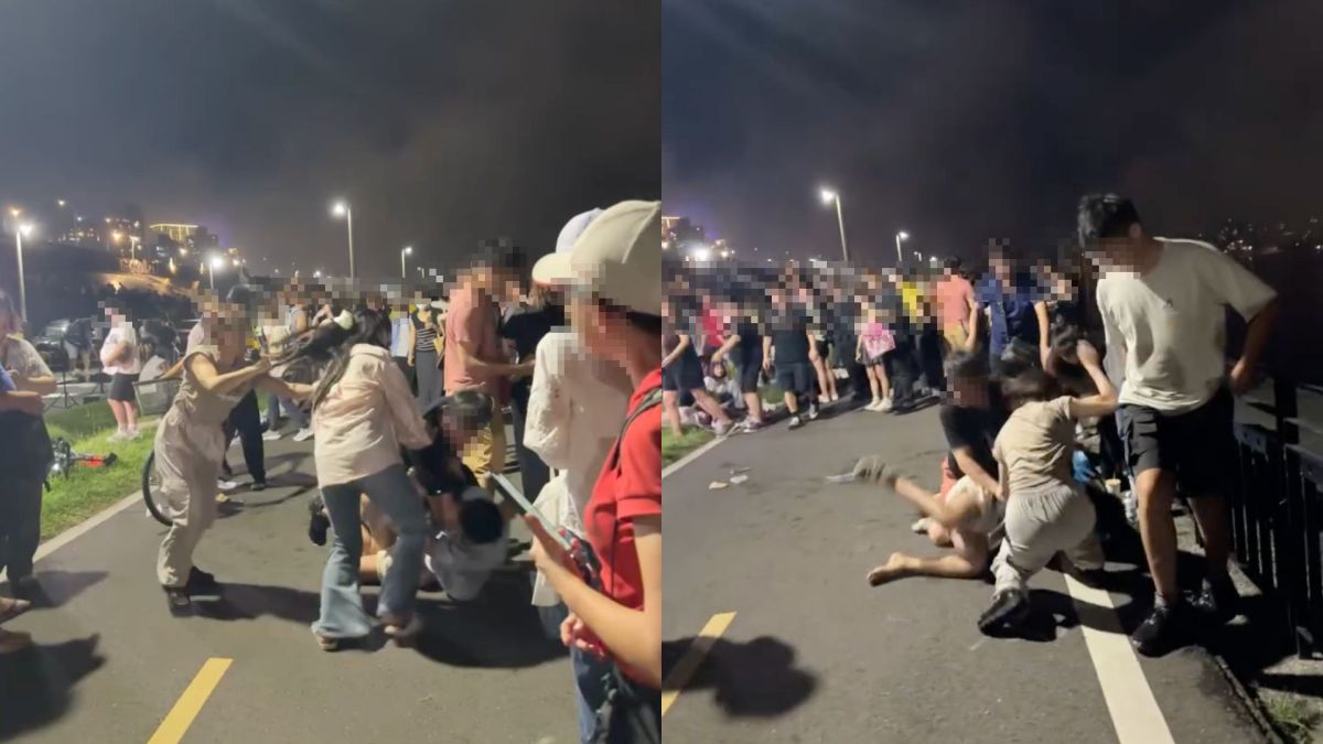大稻埕煙火現情侶鬥毆！年輕妹被摔連「頭髮都扯下」畫面曝光了