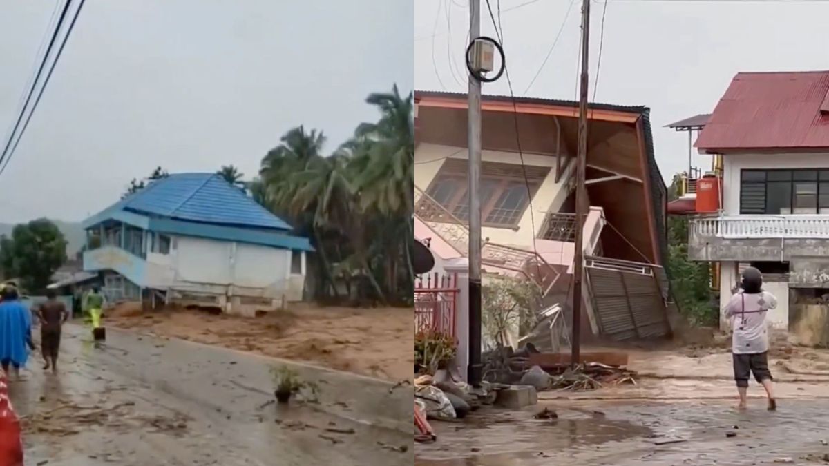 圖/印尼北蘇門答臘省連日豪雨引發洪水與土石流,各地災情迅速擴大,已造成至少 28 人罹難、10 人失蹤。(翻攝 Volcaholic 🌋 X)