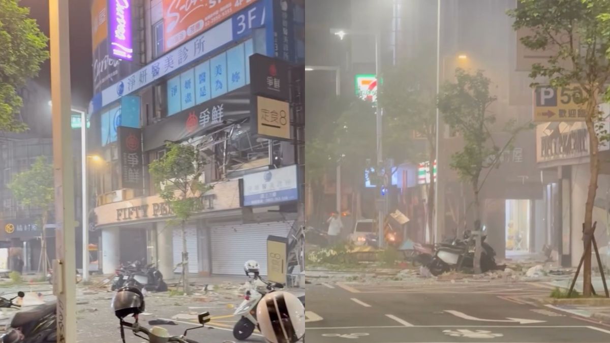 圖／新北市板橋區府中商圈今（8日）凌晨發生氣爆意外。（翻攝 zyf_01.15 Threads）
