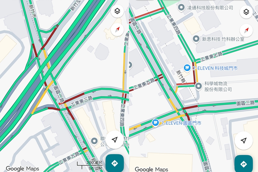圖/根據路況資訊,昨天深夜7.0強震發生以後,新竹科學園區周遭路段開始塞車。(翻攝Threads)