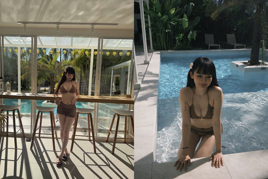 圖/洗菜近日曬出到泰國旅遊的照片,火辣比基尼讓粉絲看呆。(翻攝洗菜IG)