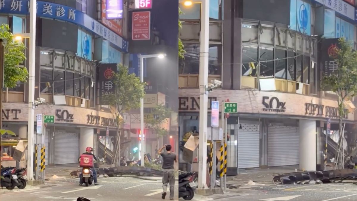 圖／新北市板橋區府中商圈今（8日）凌晨發生氣爆意外。（翻攝 j.zena__ Threads）