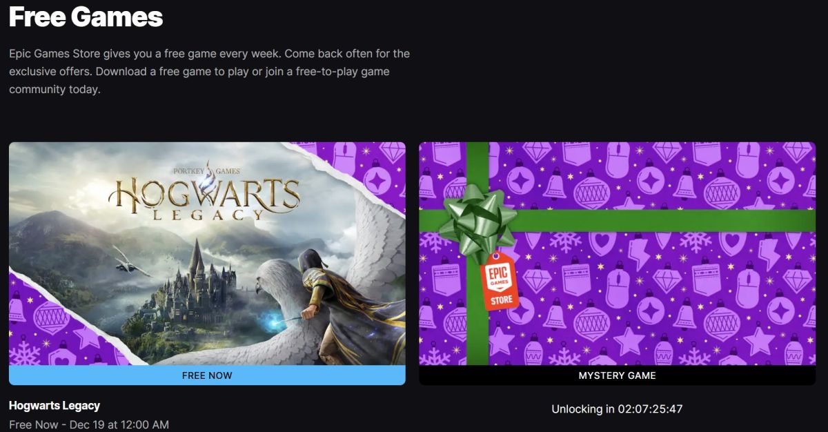 圖/Epic Games Store 聖誕免費送遊戲活動,「每日一款」免費遊戲是Epic年末重頭戲。(翻攝 Epic Games Store)