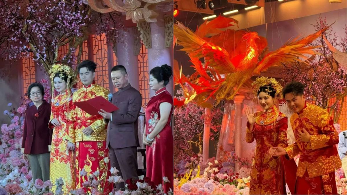 圖/中國新茶飲品牌「霸王茶姬」創辦人張俊杰,於14日在江蘇舉行盛大婚禮,迎娶太陽能製造龍頭「天合光能」聯席董事長高海純。(翻攝 微博)