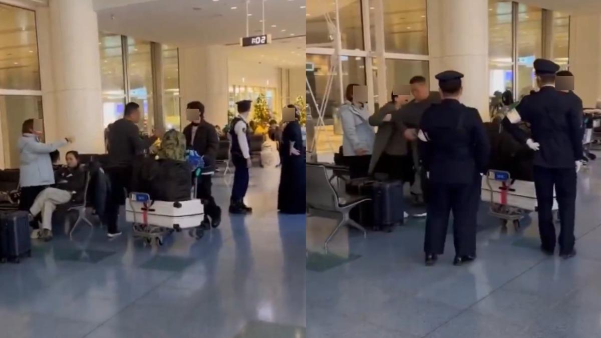 圖/網上瘋傳的影片顯示,中國遊客在羽田機場對台灣遊客大吼。(TVBS 提供)