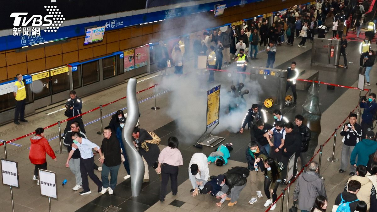 圖／台北市政府在捷運市政府站、市府轉運站及鄰近場域進行重大災害事件演習。（TVBS 提供）
