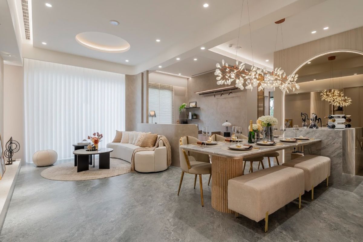 圖／圖為「聚佳豐美」37坪3+1房樣品屋。公領域更大，餐桌、中島、酒櫃靈活配置，真正的+1房開窗可當客房或書房。廚房可做開放式或獨立拉門，客廳標配樂奇新風機，維持通風與室內空氣品質。(翻攝自YT土地婆麗娜)