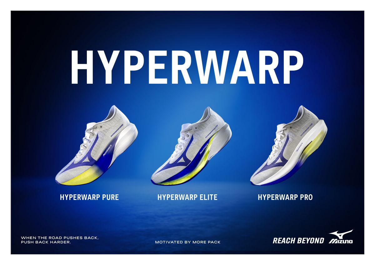 圖/MIZUNO 最新競速系列!由左至右分別為: PURE(左) 極致輕量,釋放本能速度。 ELITE(中) 完美平衡,全能應對挑戰。 PRO(右) 厚底推進,因應全馬賽道。 (MIZUNO Taiwan 提供)