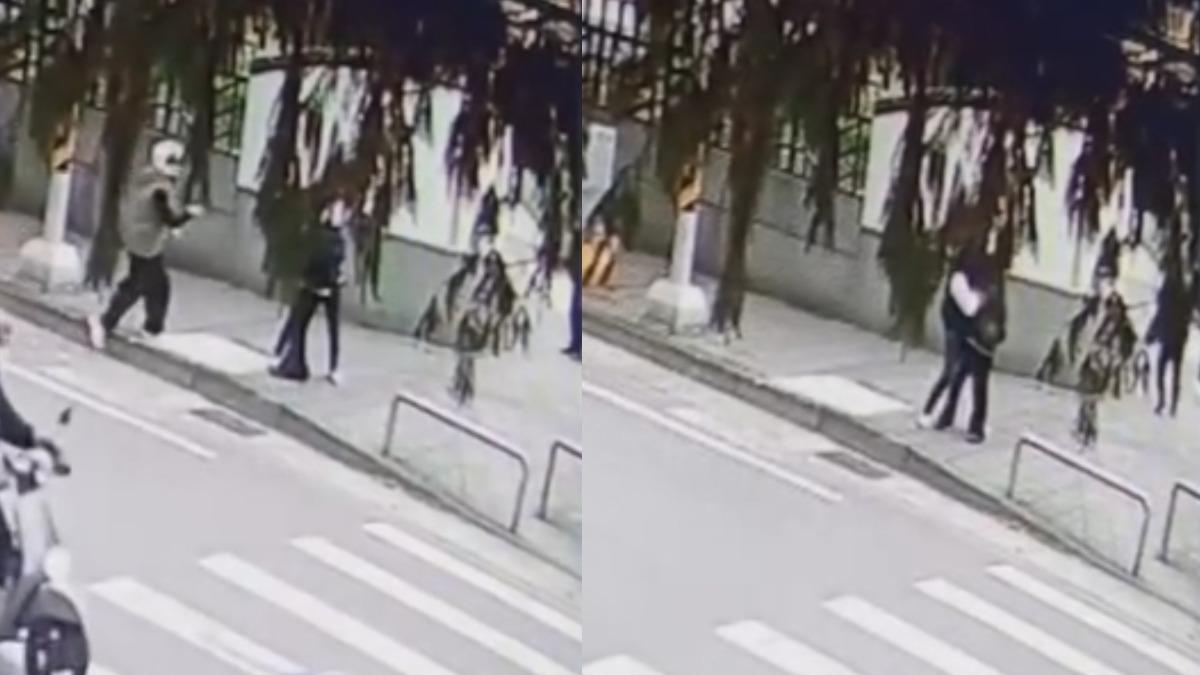 圖／一名女學生半途遭勒脖攻擊，熱心民眾立刻上前協助。（TVBS 提供）
