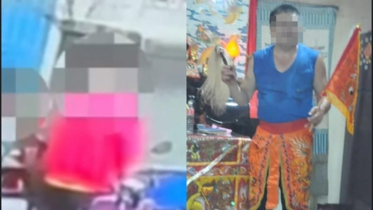 圖／67歲廖男下午結束蔥油餅生意後，晚上前往宮廟當乩身替人辦事。（TVBS 提供）