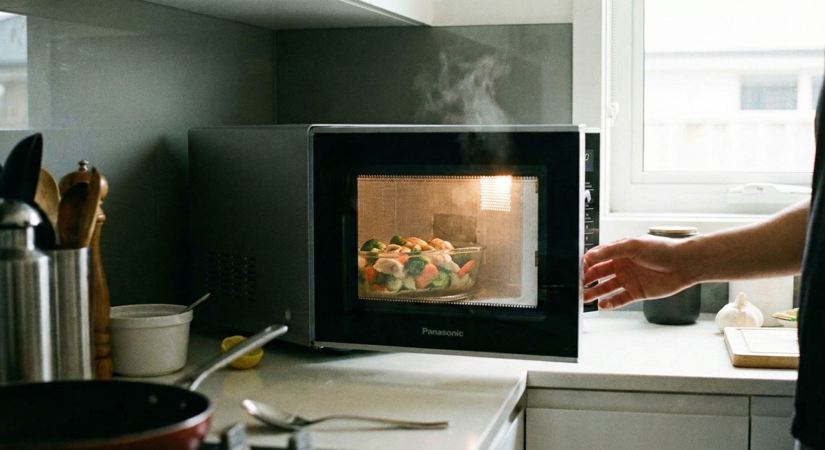 示意圖／民眾使用微波爐時應選用玻璃或陶瓷容器，避免塑化劑溶出。（AI生成）