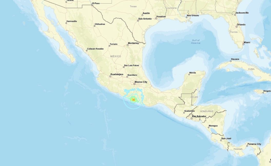 圖／墨西哥南部格雷羅州突發芮氏規模 6.5 的強烈地震。（翻攝自 USGS）