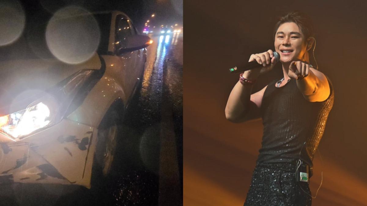 葉秉桓雨夜打滑連轉3圈撞護欄 胸痛急診X光曝「車爆了」