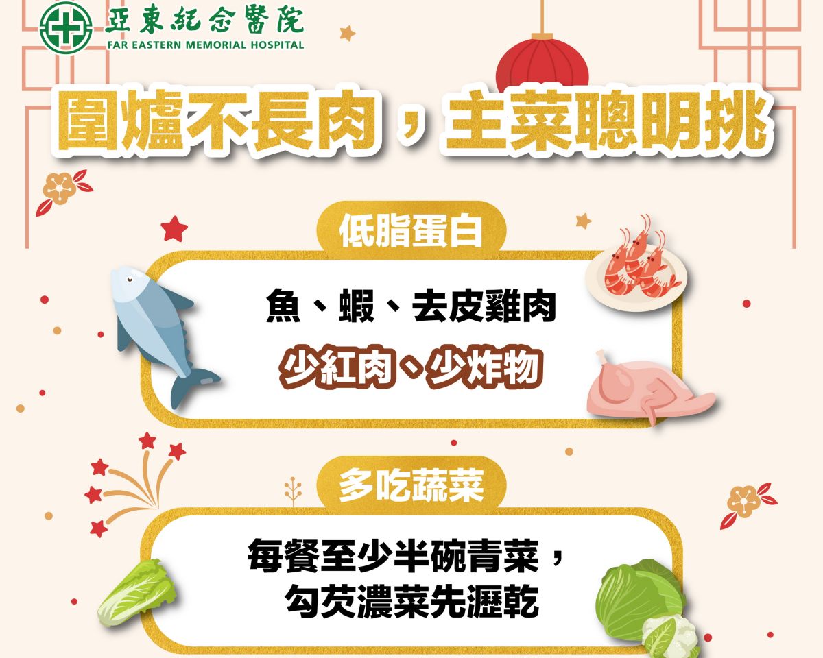 圖/「圍爐不長肉」黃金原則 。(亞東醫院提供)