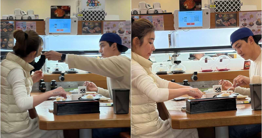 圖／許維恩、王家梁帶女兒忒忒外出吃飯，王家梁很有耐心用小湯匙一口一口餵飯。（CTWANT 提供）