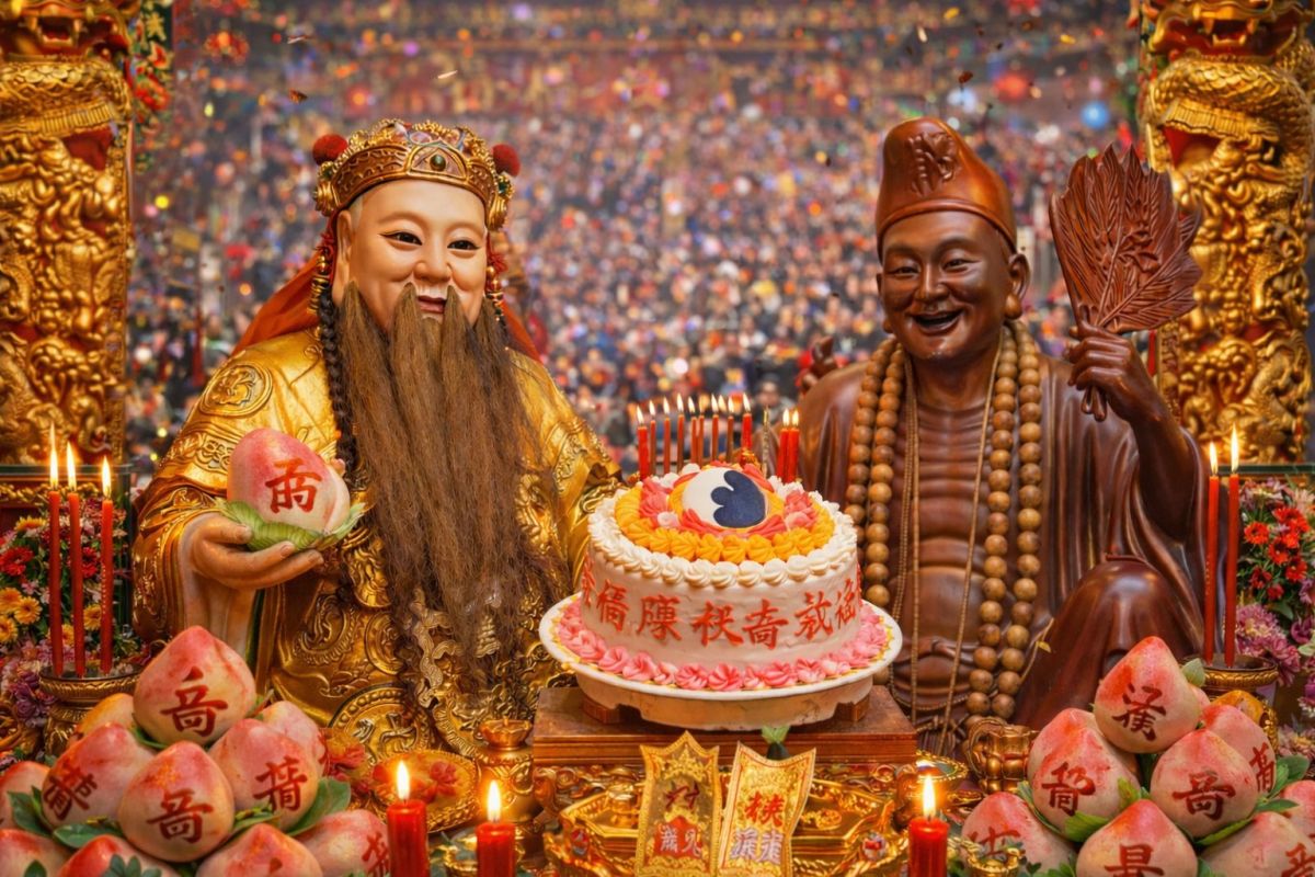 圖/農曆二月初二同時是福德正神(土地公)與濟公活佛的誕辰,不少民眾會選在這一天前往宮廟祝壽祈福。(林意欽 攝影)