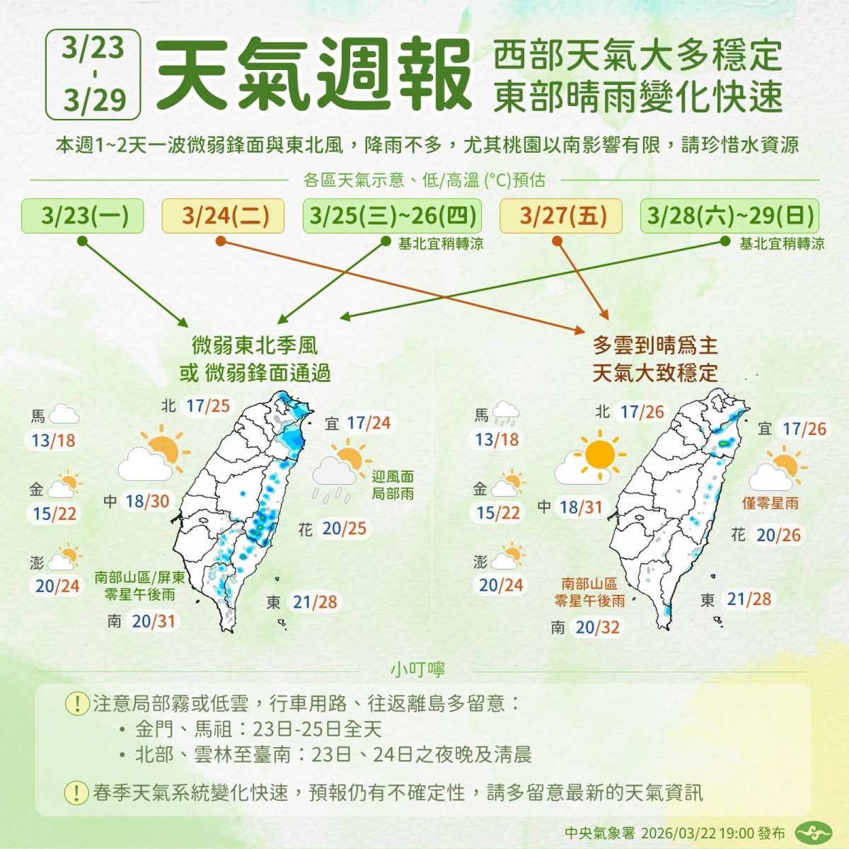 圖／本周天氣圖。（中央氣象署 提供）