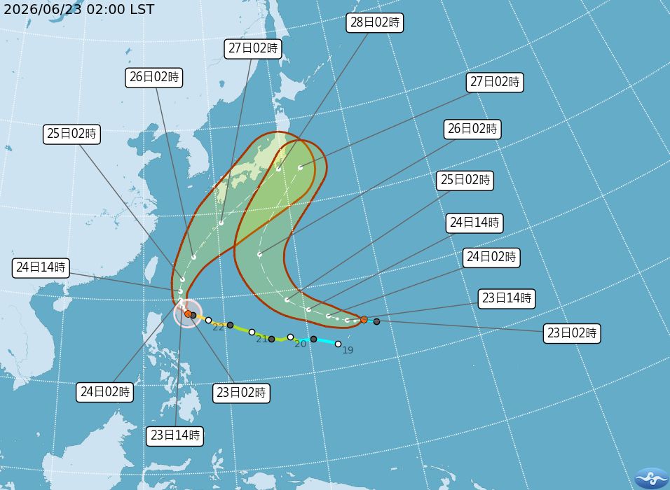 圖／最新米克拉颱風、熱帶低壓路徑潛勢預報圖。（氣象署）