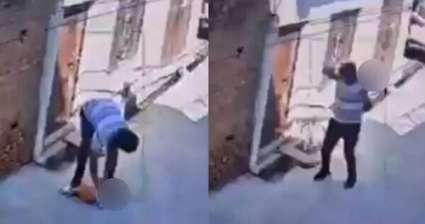 圖／印度男子疑因求婚遭拒，竟將1歲半男童視為感情障礙狠心殺害，而監視器拍下嫌犯將男童帶進巷弄後反覆重摔地面的恐怖畫面。（翻攝自India Today）