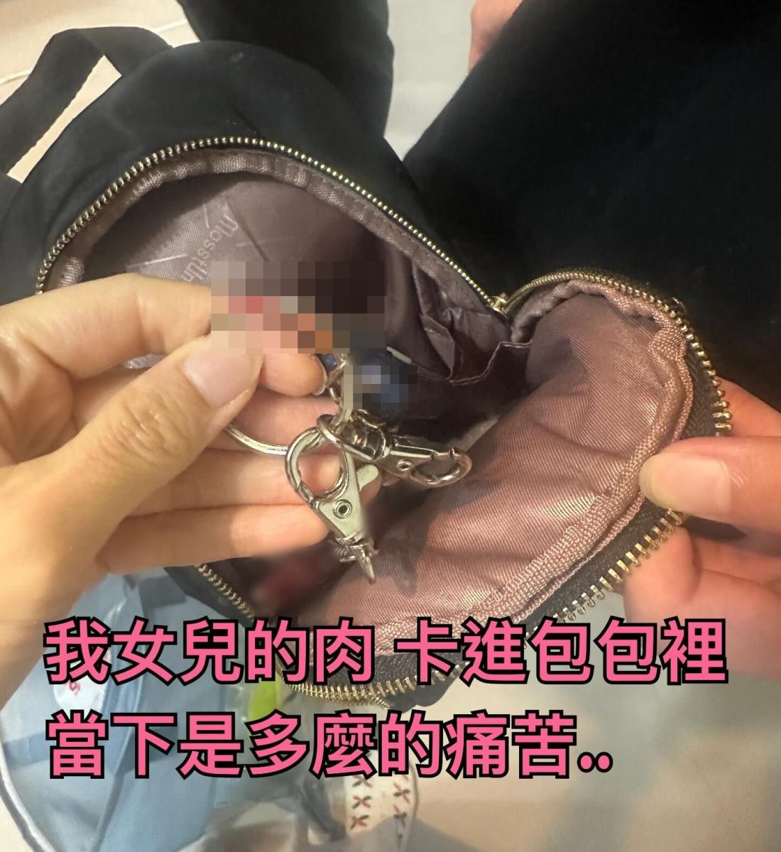 圖／蔡媽媽去年在網上尋求行車紀錄器時，曾曝光女兒遺物，並悲痛表示「我女兒的肉卡進包包裡，當下是多麼地痛苦」。（翻攝自Threads）