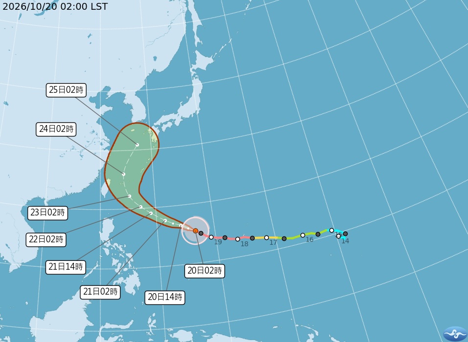 圖／強烈颱風薔琵路徑動向(截取自中央氣象署網站)